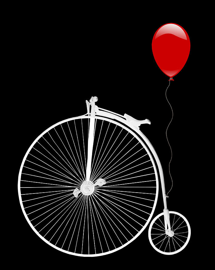 Penny Farthing With Red Balloon On Black Photograph by Gill Billington