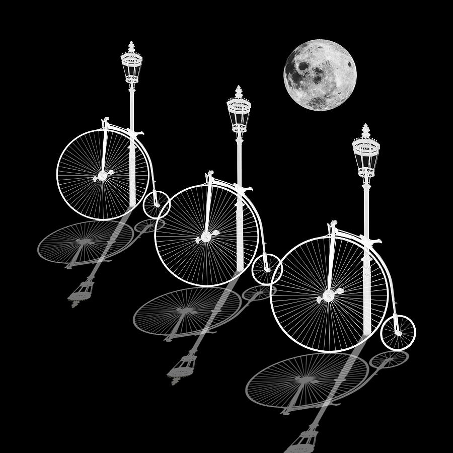 Penny Farthings Moonlight and Shadows Photograph by Gill Billington