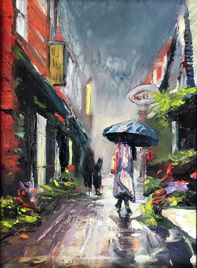 Penny Lane in the Rain Painting by Josef Kelly