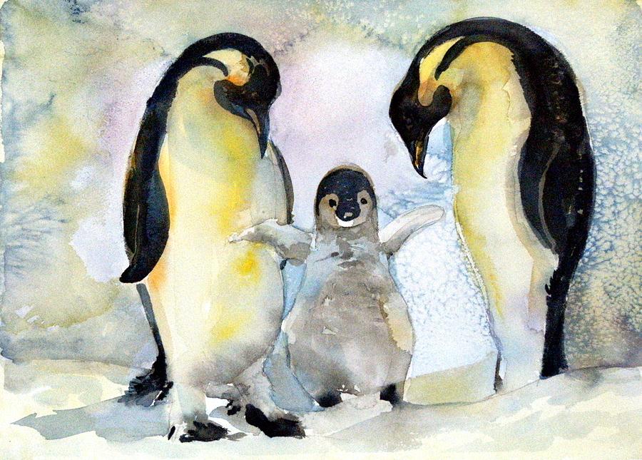 Penquin Family Painting by Mindy Newman