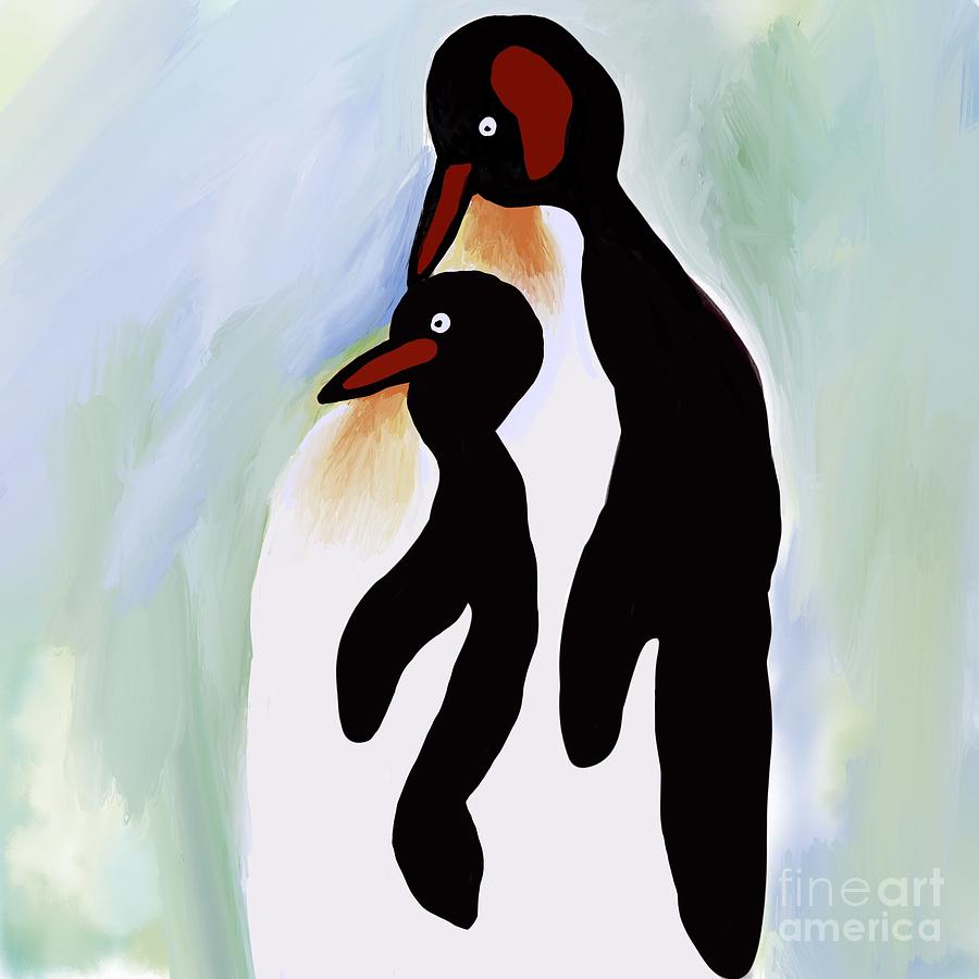 Penguin Tango Drawing by Susan Garren