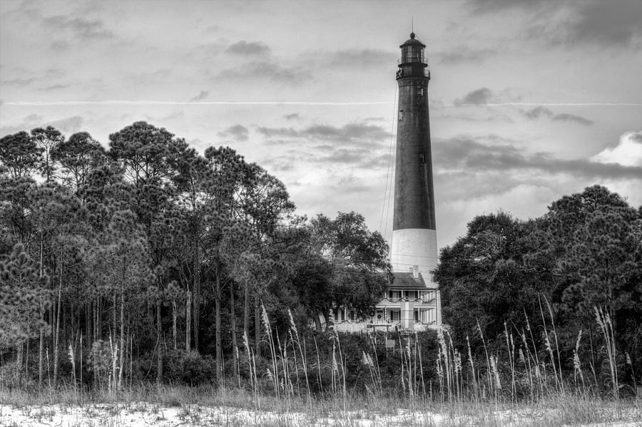 Pensacola Lighthouse Black and White Photograph by JC Findley