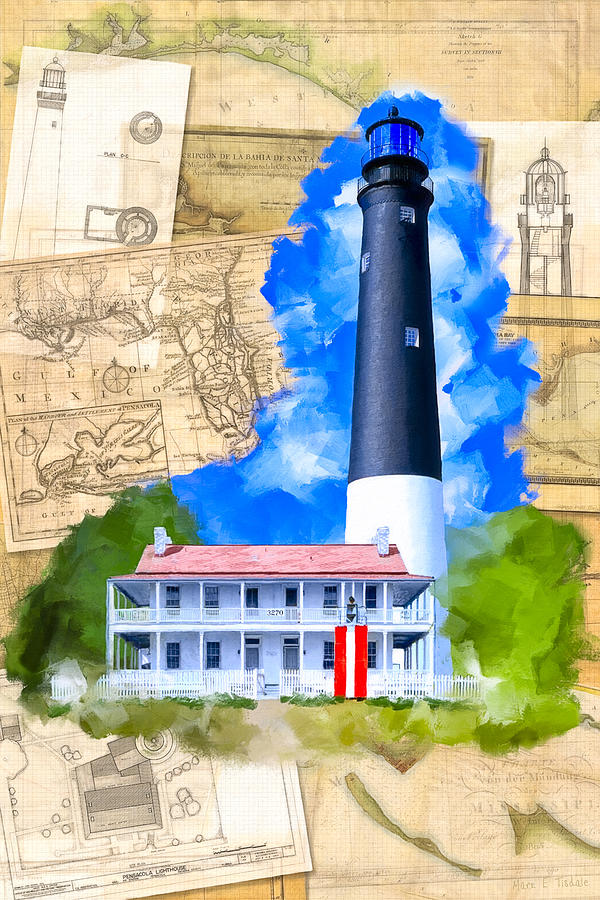 Pensacola Lighthouse - Florida Nostalgia Mixed Media by Mark Tisdale