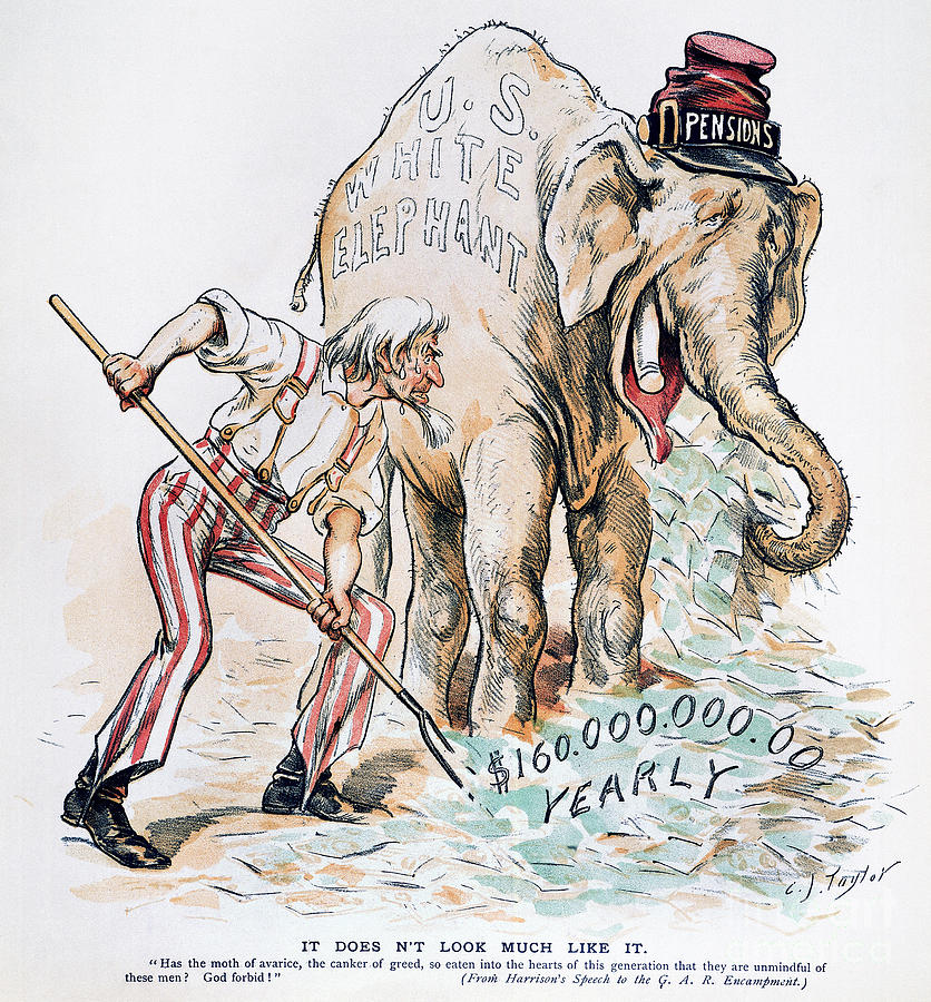 Elephant Photograph - Pension Cartoon, 1893 by Granger