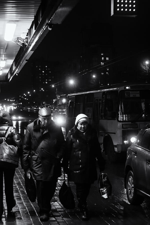 Pensioners Walking at Night Ufa Russia 2015 Photograph by John Williams