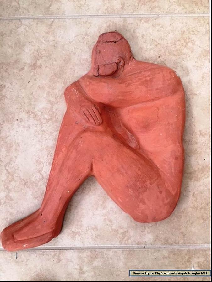 Pensive Figure Sculpture by Angela Puglisi