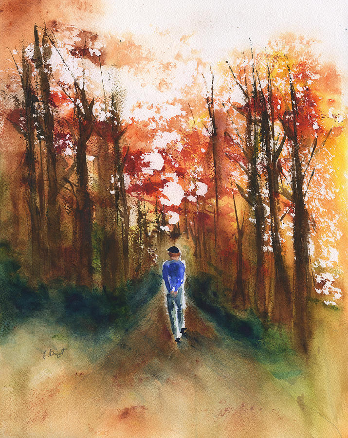 Pensive Walk Painting by Frank Bright