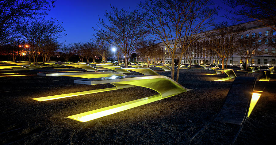 Pentagon 9/11 Memorial By Night Photograph by Ryan Wyckoff