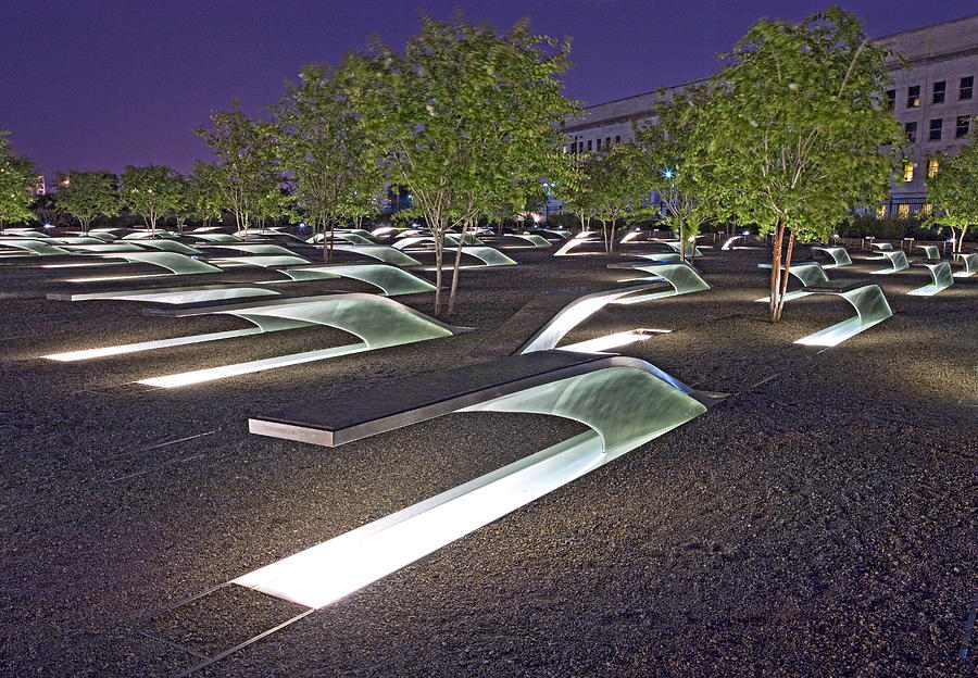 Pentagon Memorial to victims of September 11  Photograph by Brendan Reals