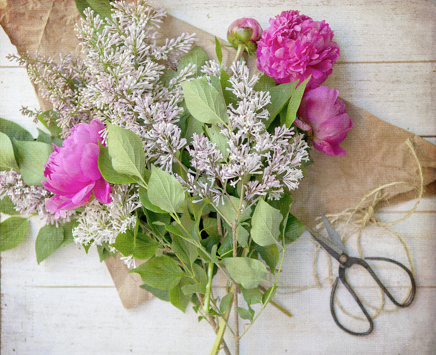 Peonies and Lilacs 3 Photograph by Rebecca Cozart