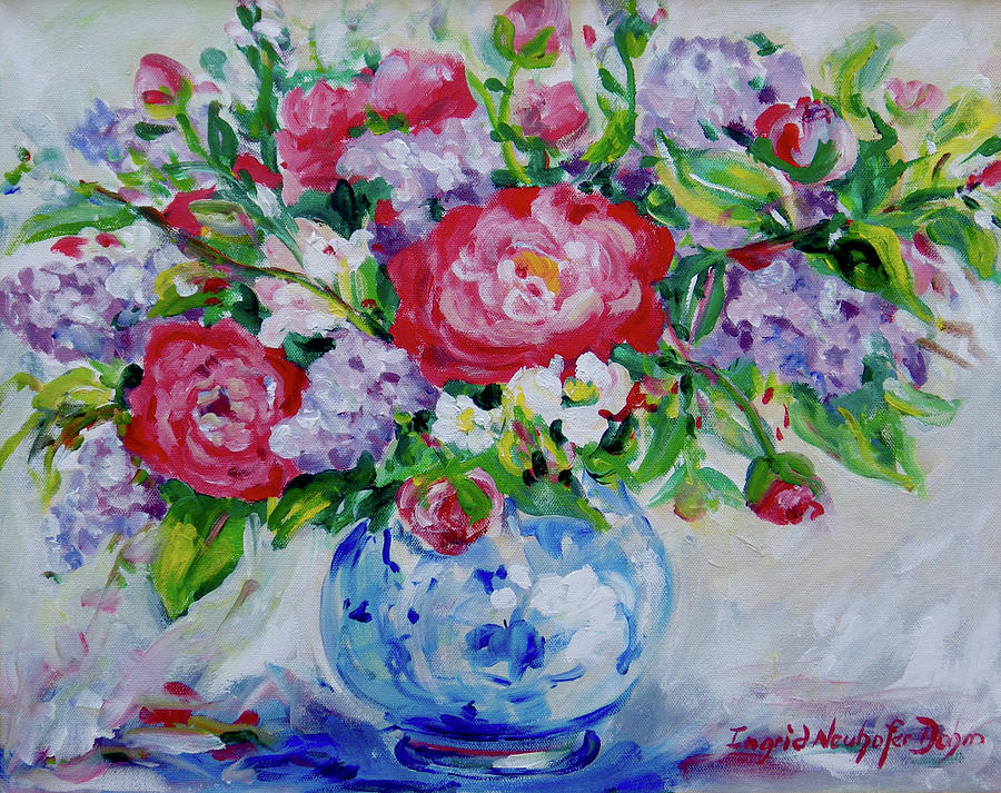 Peonies and Lilacs Painting by Ingrid Dohm