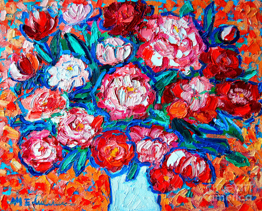 Peonies Bouquet Painting by Ana Maria Edulescu