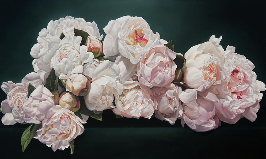 Peonies Cascade 92 X 153 cm Painting by Thomas Darnell