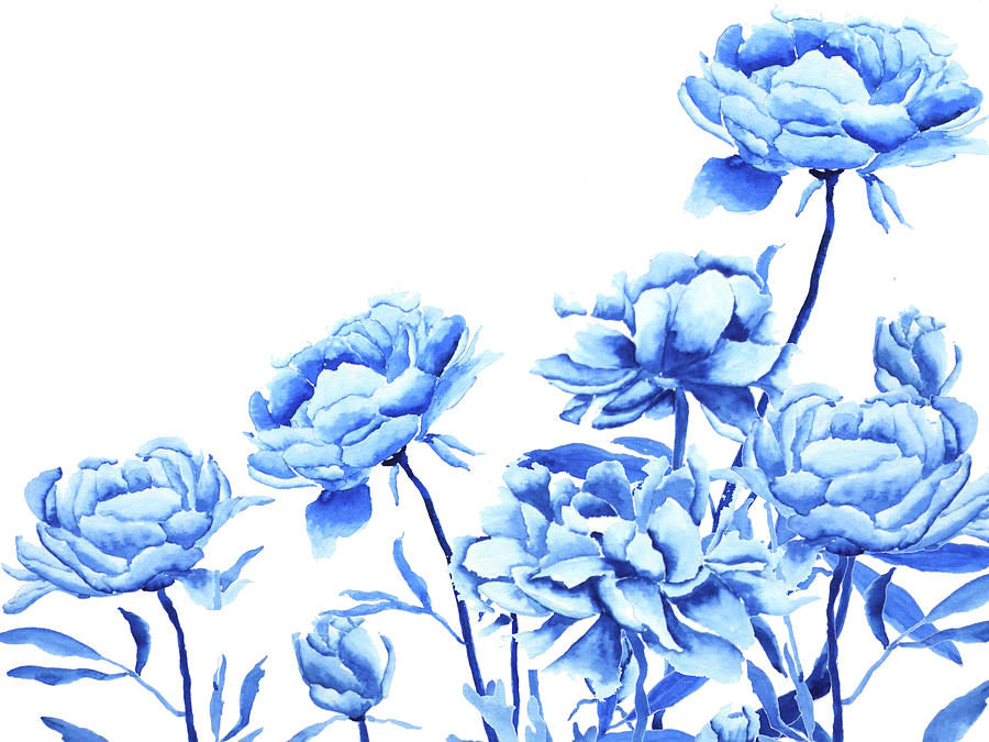 Peonies in blue  Painting by Color Color