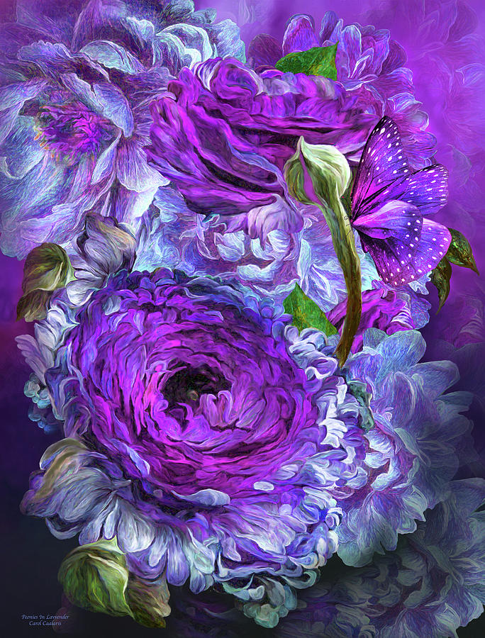 Peonies In Lavenders Mixed Media by Carol Cavalaris