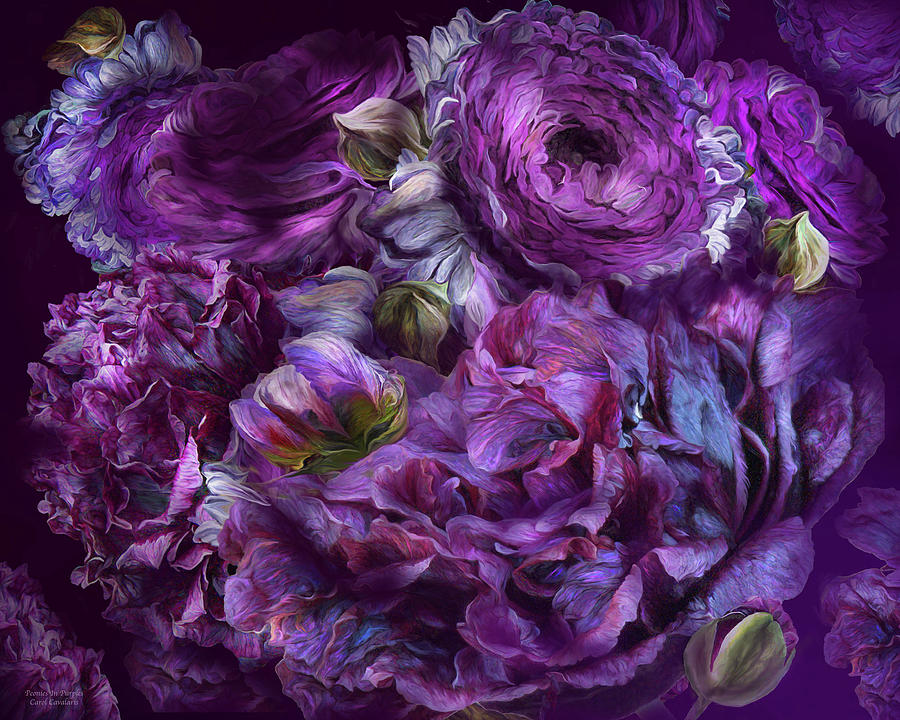 Peonies In Purples Mixed Media by Carol Cavalaris