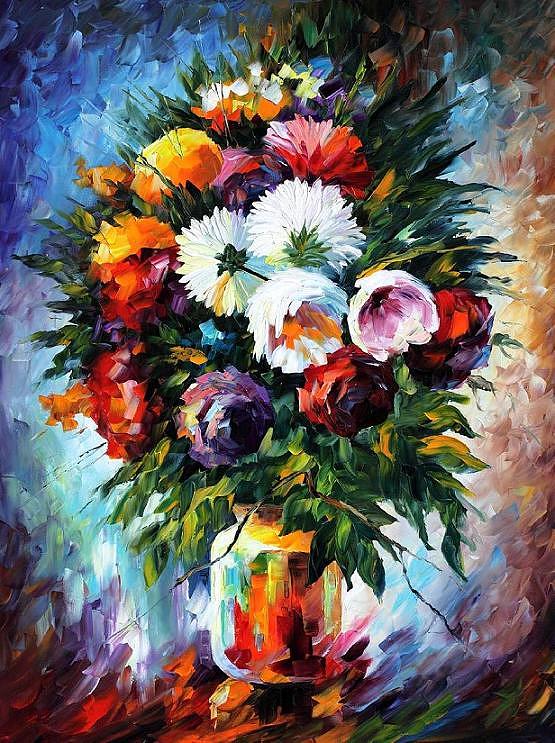 Peonies Painting by Leonid Afremov