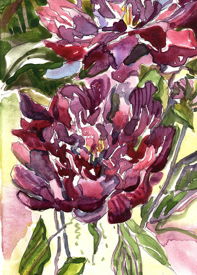 Peonies Painting by Mindy Newman