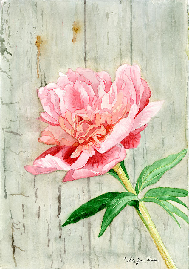 Peony at the Fence Painting by Audrey Jeanne Roberts