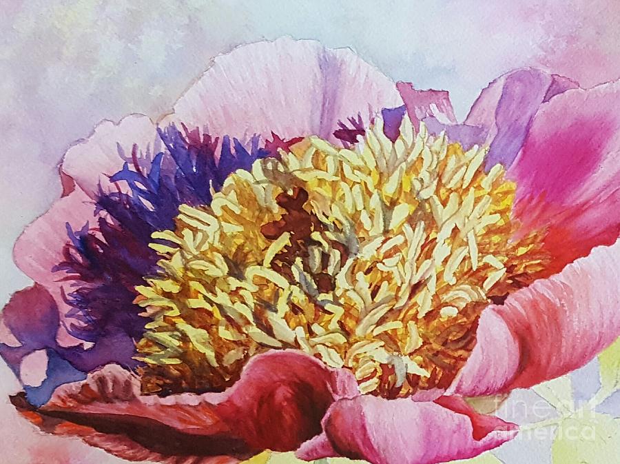 Peony Delight Painting by Lisa Debaets