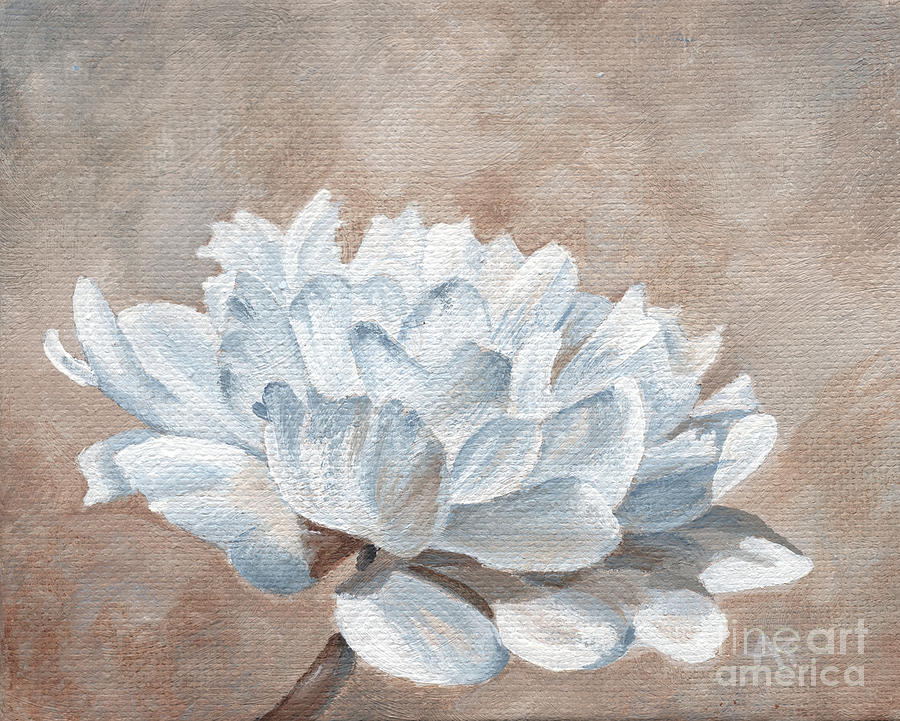Peony White left Painting by Annie Troe