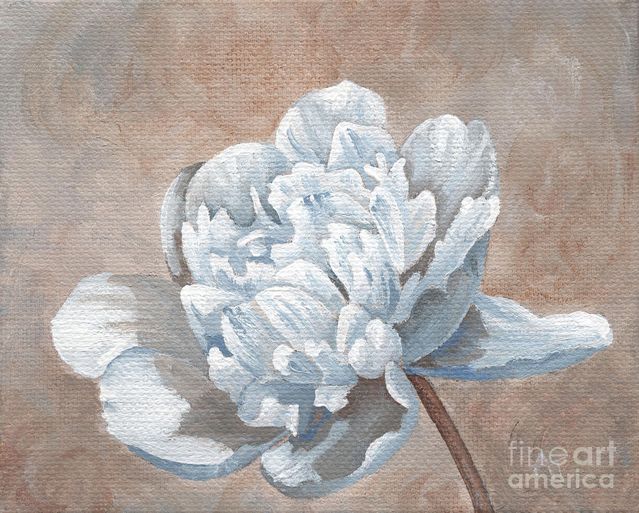Peony White right Painting by Annie Troe