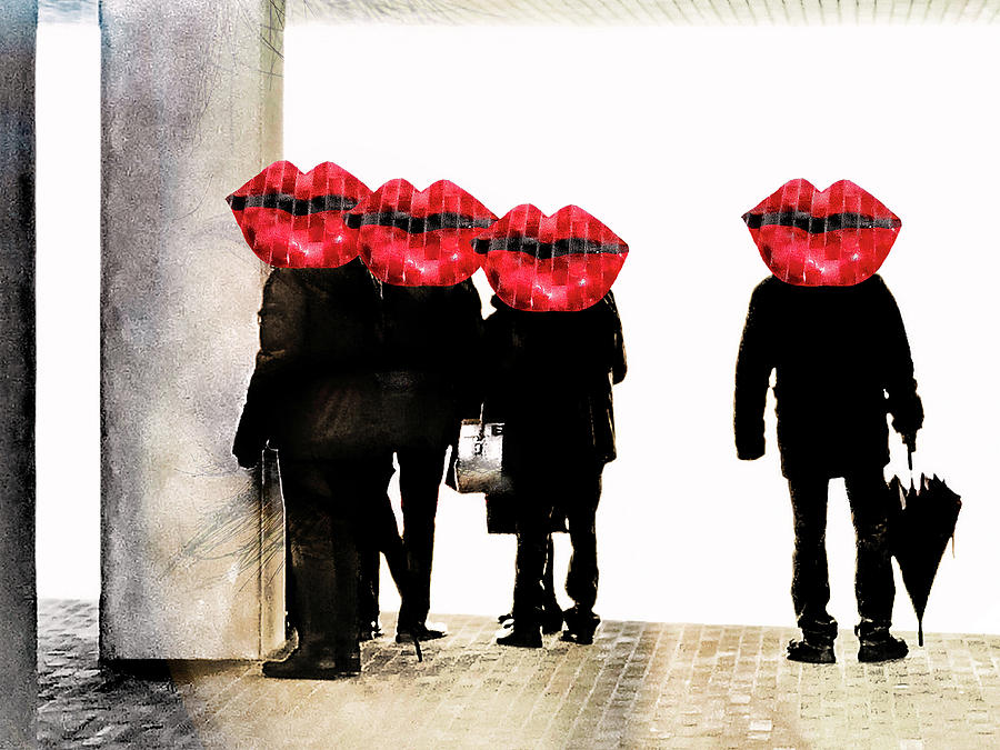 People at the Elphi with red lips Digital Art by Gabi Hampe
