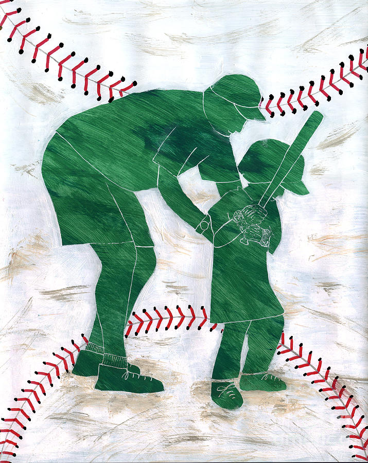 Abstract Mixed Media - People At Work - The Little League Coach by Lori Kingston