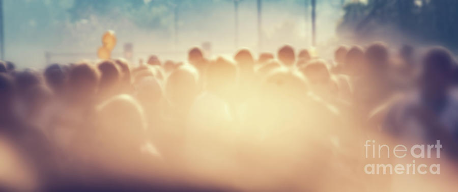 People crowd in the morning, sun flare. Blur background banner Photograph by Michal Bednarek
