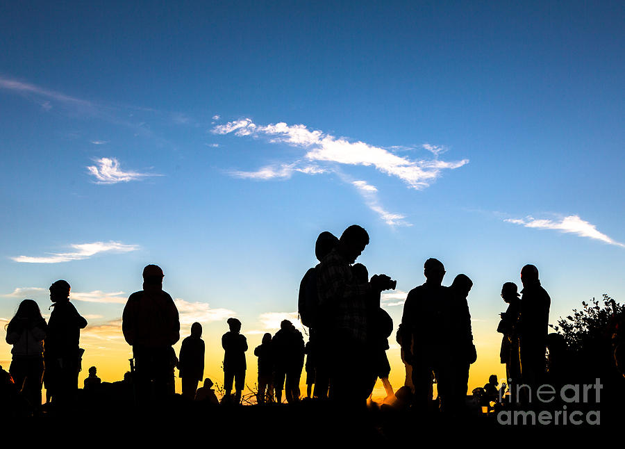 People enjoys the sunrise on the top of Merbabu volcano near Yogyakarta in Java  in Indonesia Photograph by Didier Marti