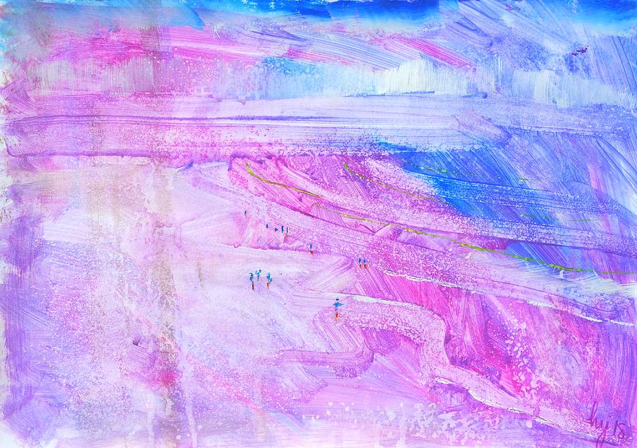 People on the beach at Fistral beach Mixed Media by Mike Jory