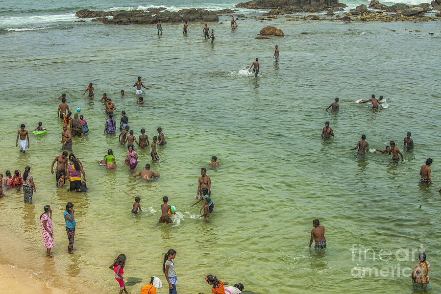 People on the beach at Galle, Sri Lanka Photograph by Patricia Hofmeester