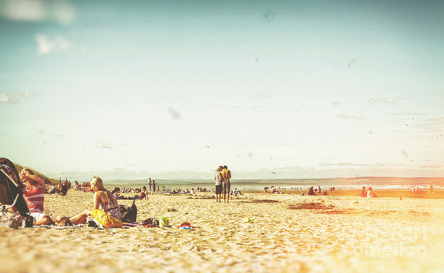 Summer Photograph - People on the beach by Patricia Hofmeester