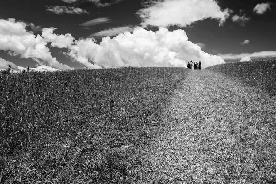 People on the Hill BW Photograph by Joan Carroll