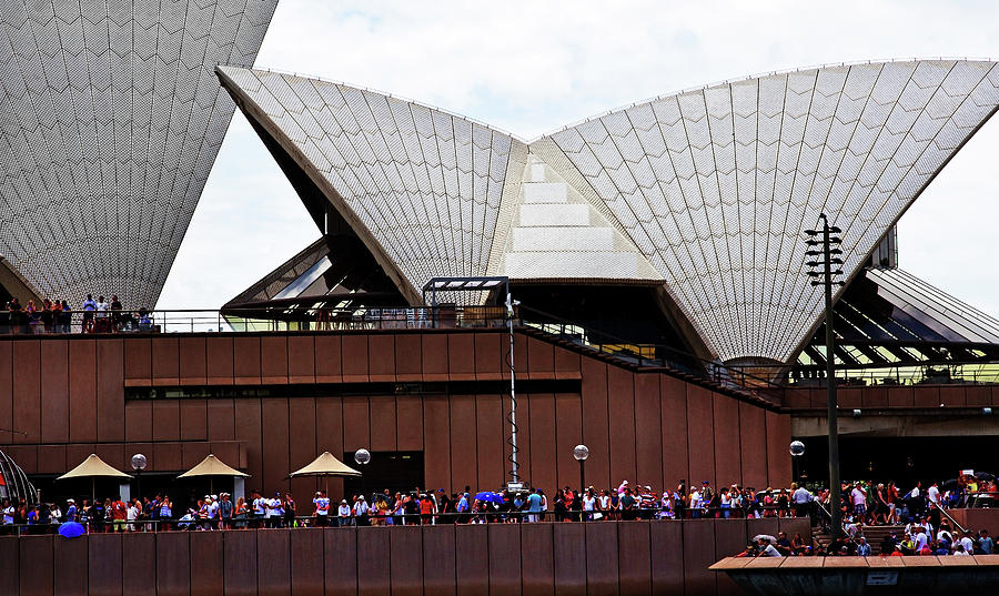 Architecture Photograph - People Outside Opera House Watching The Harbour  by Miroslava Jurcik