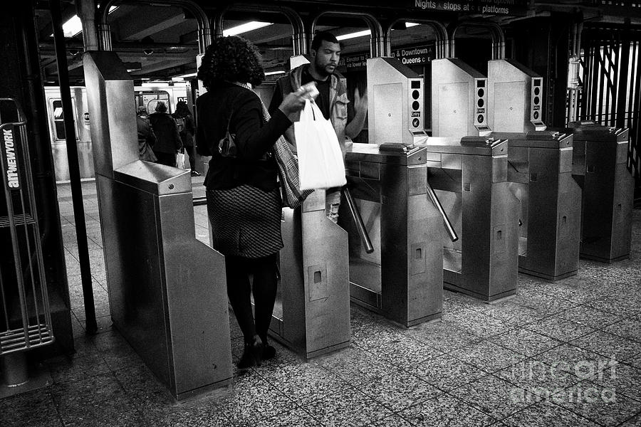 People Passing Through Subway Barriers At Station New York City USA ...