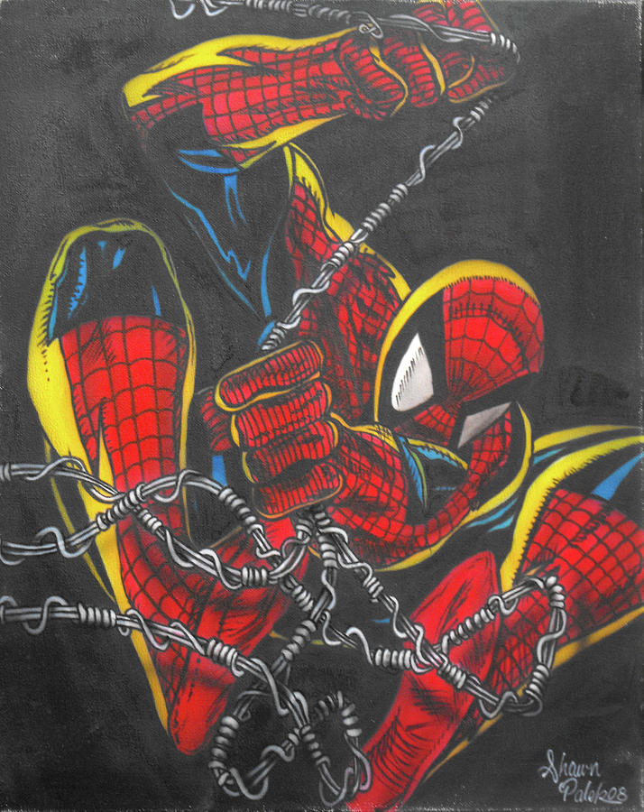 Spider-man Painting - People- Spiderman by Shawn Palek