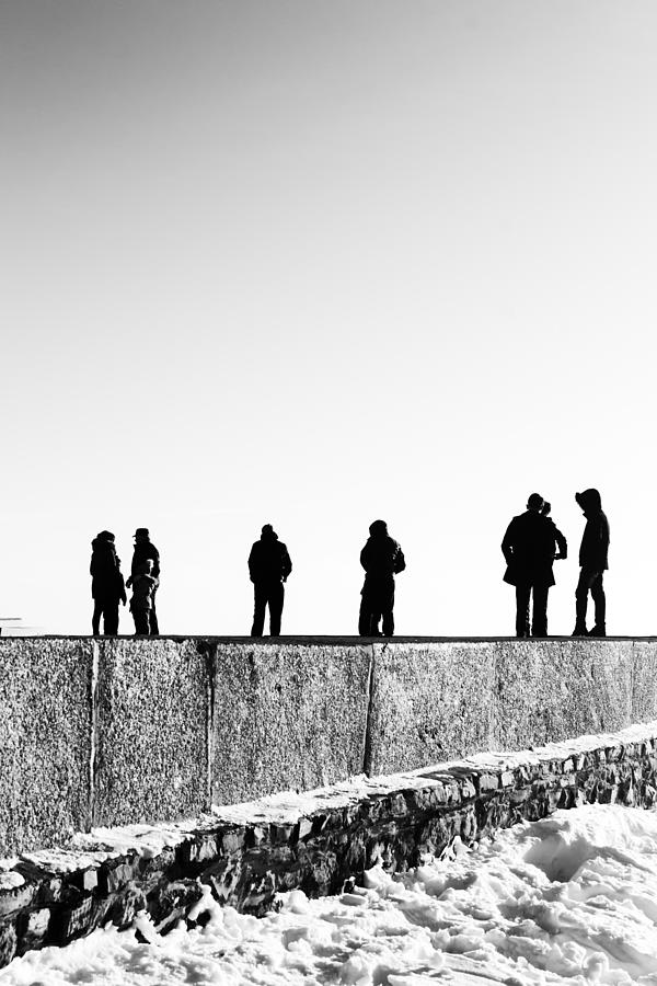 People Standing in Groups Abstract Monchrome Photograph by John Williams