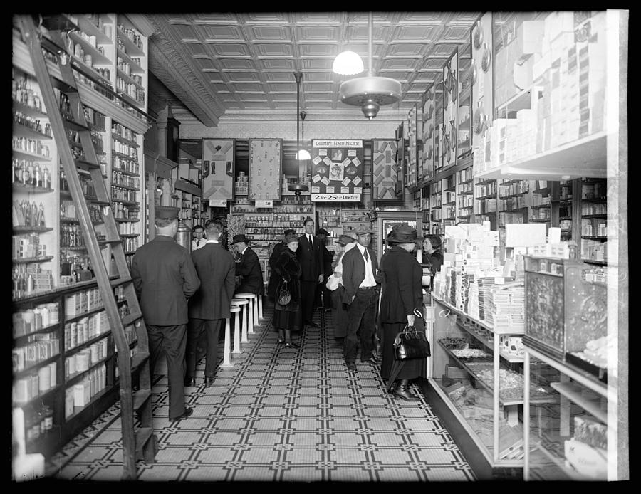 Peoples Drug Store, interior, Washington, D.C. 1920 Photograph by Vincent Monozlay