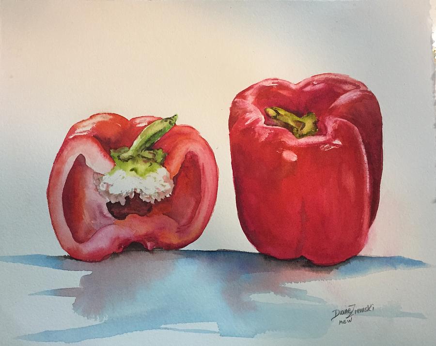 Pepper and half Painting by Diane Ziemski