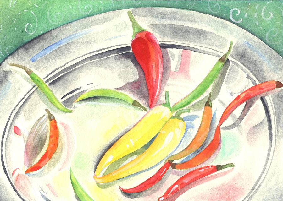 Vegetable Painting - Pepper Play by Helena Tiainen