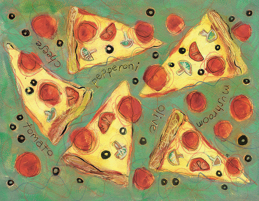 Pepperoni Pizza Painting by Jen Norton