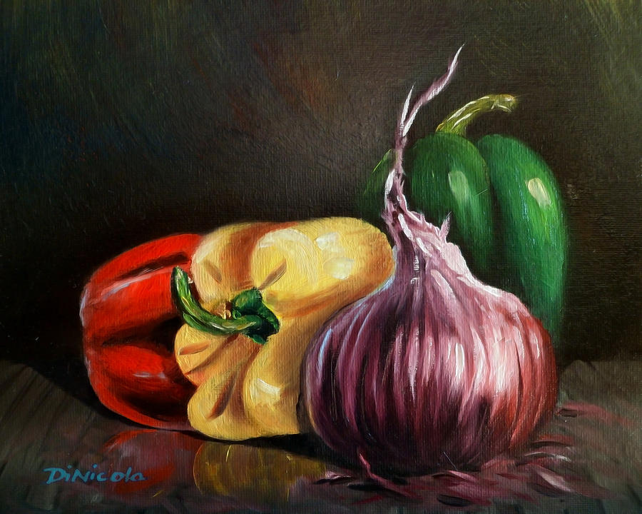 Peppers and Onion Painting by Anthony DiNicola