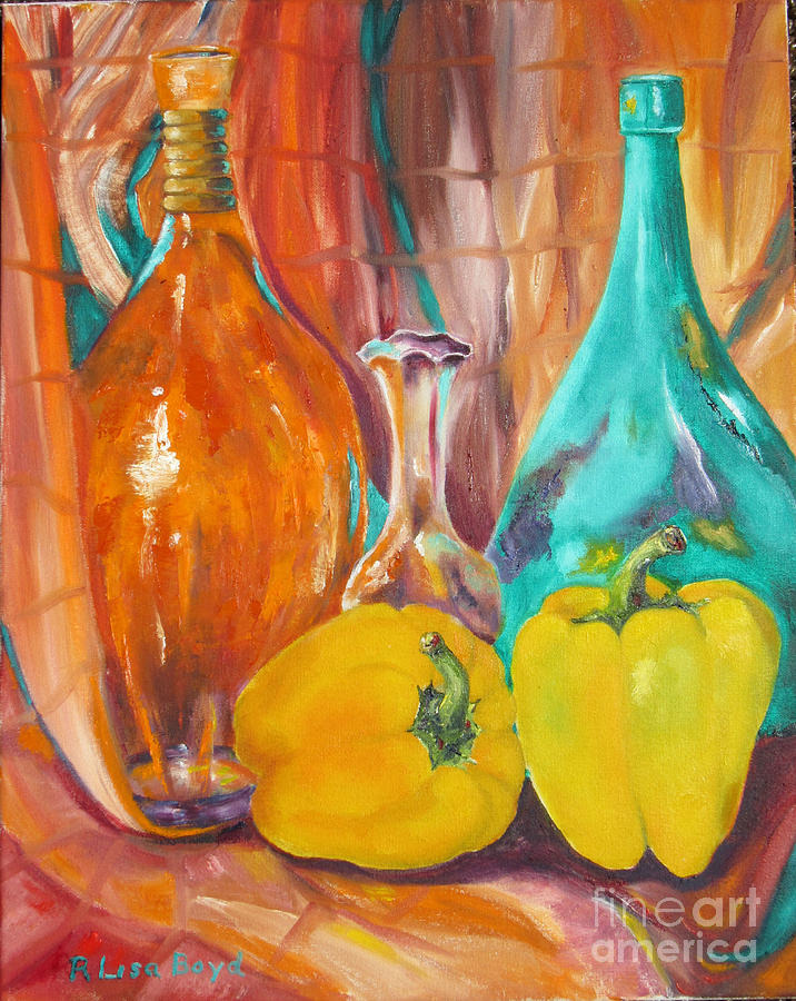 Peppers and Vases Painting by Lisa Boyd