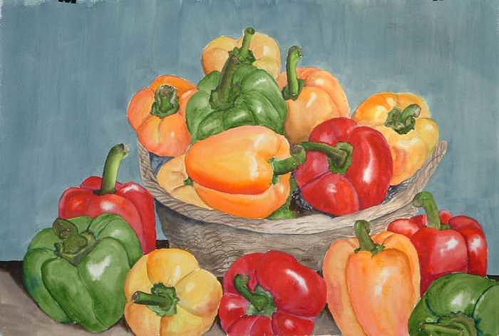 Peppers Painting by Diane Ziemski