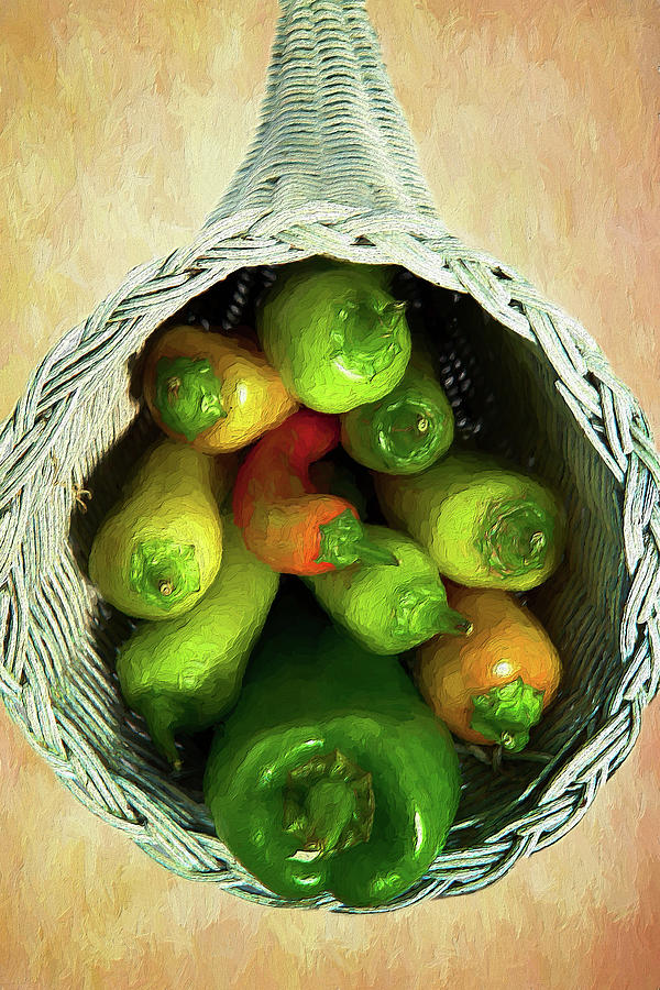 Peppers in a Horn of Plenty Basket AP Painting by Dan Carmichael