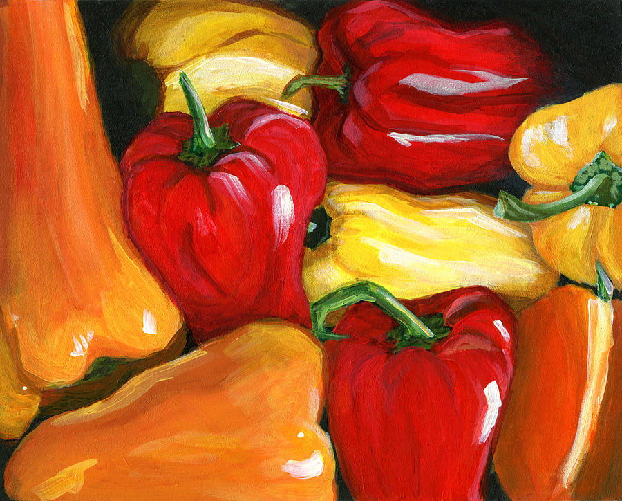 Peppers Painting by Karyn Robinson