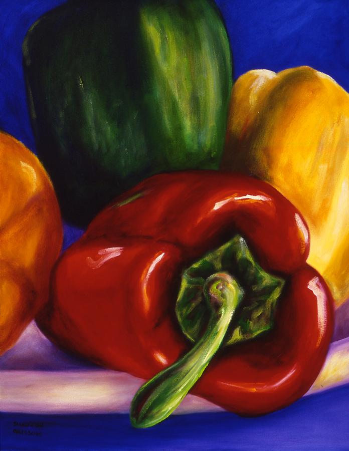 Peppers on Peppers Painting by Shannon Grissom