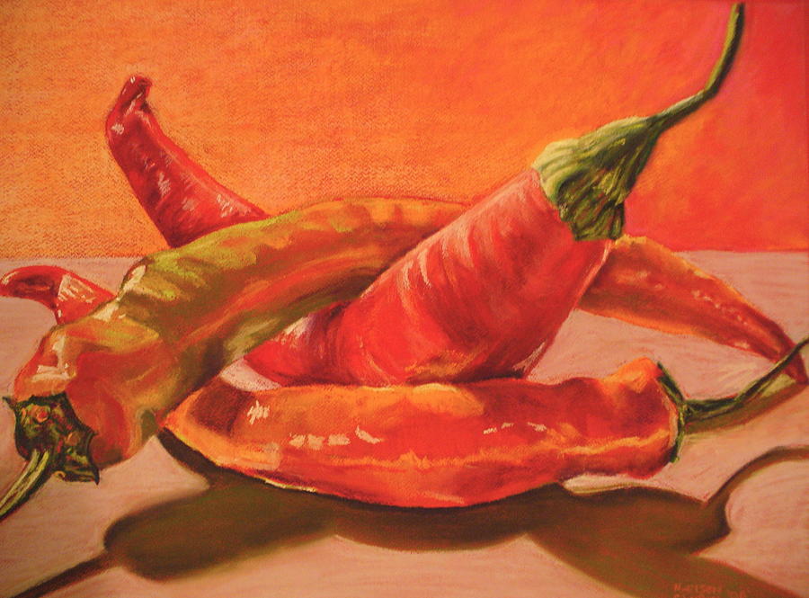 Peppers Playing Twister Painting by Outre Art Natalie Eisen