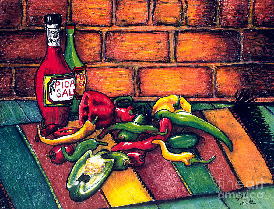 Still Life Drawing - Peppers by Toni Thorne